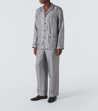 Weite Hose GG aus Seiden-Twill | Gucci