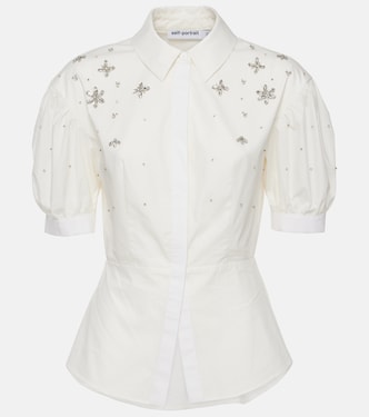 Embellished cotton shirt | Self-Portrait