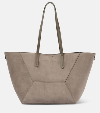 Duo Large suede tote bag | Brunello Cucinelli