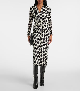 Libra printed gathered midi dress | Diane von Furstenberg