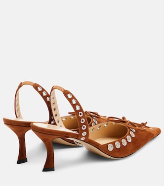 Crystalized Corset 65 suede slingback pumps | Mach & Mach