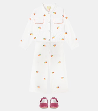 Embroidered cotton-blend twill pants | Fábula