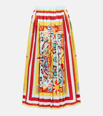 Jupe midi imprimée en coton | Dolce&Gabbana