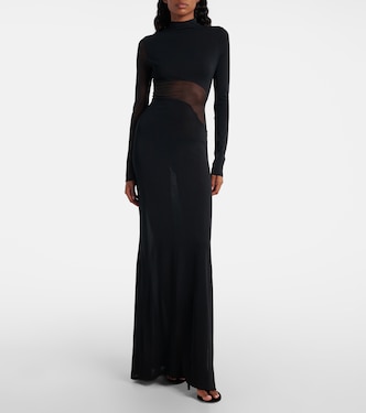 Paneled sheer mesh maxi dress | Alaïa