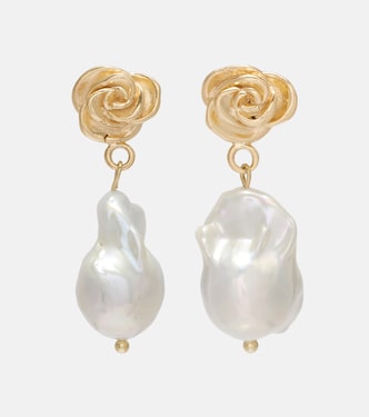 Baroque pearl gold-plated drop earrings | Magda Butrym
