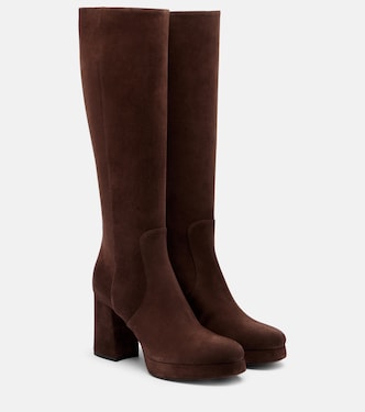 Fawcette 80 suede platform knee-high boots | Valentino Garavani
