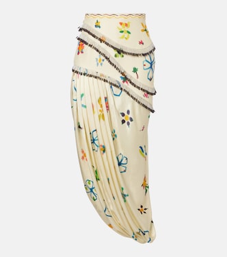 Sidi embellished linen-blend midi skirt | Alémais