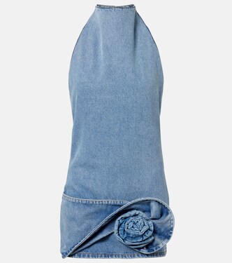 Floral-appliqué denim minidress | Magda Butrym