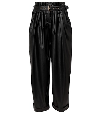 Pantalon paper bag en cuir synthétique | Balmain