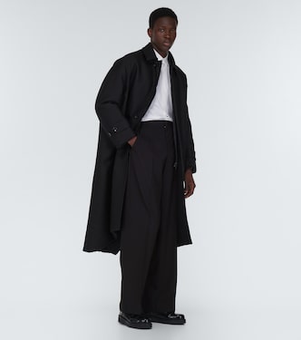 Pantalon droit à taille mi-haute en laine vierge | Valentino