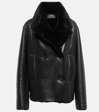 Chaqueta cruzada de piel con borrego | Joseph