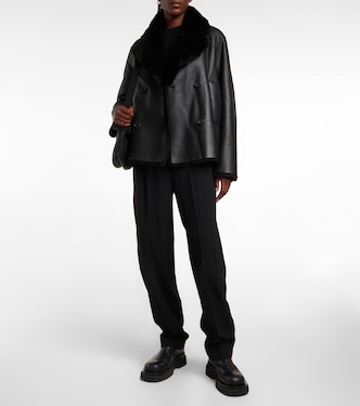 Chaqueta cruzada de piel con borrego | Joseph