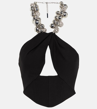 Embellished ponte jersey crop top | Area