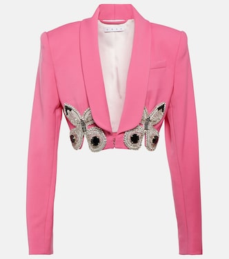 Blazer raccourci en laine à ornements | Area