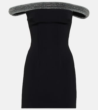 Vestido corto de cady con cristales | David Koma