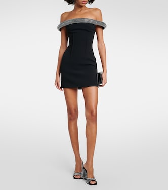 Vestido corto de cady con cristales | David Koma
