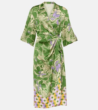 Vestido envolvente de satén estampado | Dries Van Noten