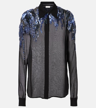 Bluse aus Chiffon mit Pailletten | Dries Van Noten