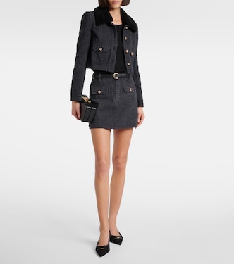 Cropped-Jacke aus Denim mit Shearling | Self-Portrait