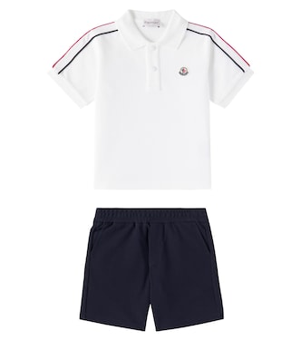 Logo cotton polo shirt and shorts set | Moncler Enfant