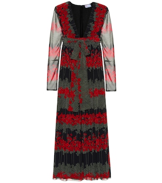REDValentino pleated floral midi dress | REDValentino