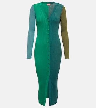 Shoko colorblocked ribbed-knit midi dress | Staud