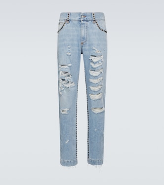 Jeans rectos de tiro medio desgastados | Dolce&Gabbana