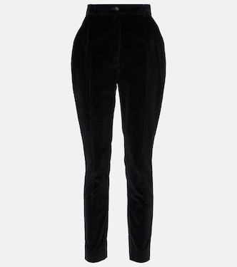 High-rise cotton-blend velvet tuxedo pants | Dolce&Gabbana