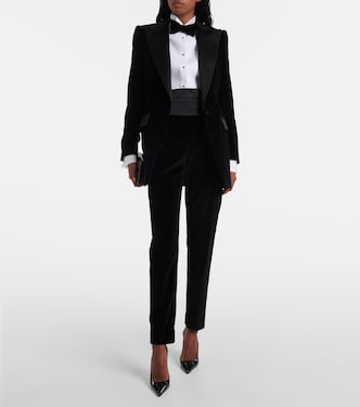 High-Rise-Smokinghose aus Samt | Dolce&Gabbana