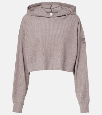 Muse ribbed-knit cropped hoodie | Alo Yoga