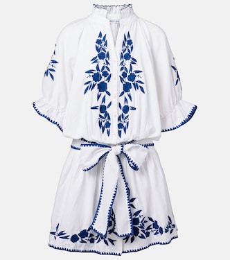 Embroidered cotton and linen minidress | Juliet Dunn