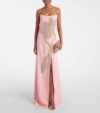 Fara floral-appliqué crêpe gown | Costarellos