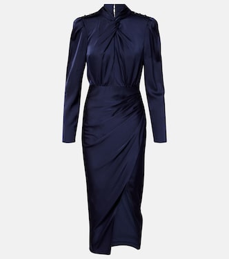 Draped satin midi dress | Self-Portrait