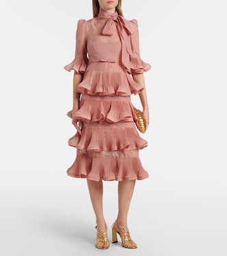 Tiered pleated midi dress | Zimmermann