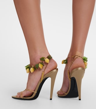 Sandales slingback Mon Cheri 110 en cuir à ornements | Saint Laurent