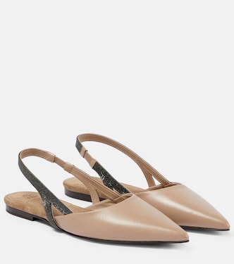 Bailarinas destalonadas de piel | Brunello Cucinelli