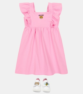 فستان من قماش مُجعّد مع تطريز Teddy Bear | Moschino Kids