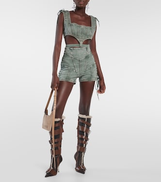x KNWLS - Top di jeans con cut-out | Jean Paul Gaultier