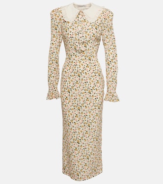 Abito midi in seta con stampa floreale | Alessandra Rich