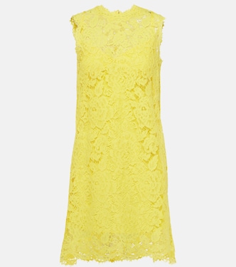 Vestido corto de encaje de mezcla de algodón | Dolce&Gabbana
