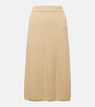 Gonna midi in maglia di lana a coste | Joseph