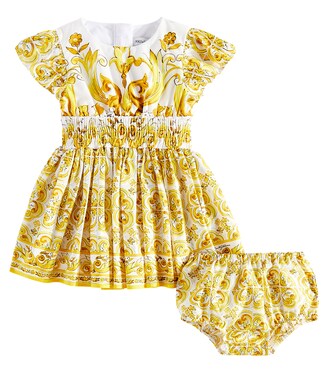 Baby - Abito e culottes Majolica in popeline | Dolce&Gabbana Kids