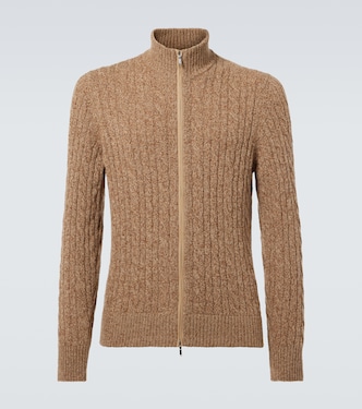 Cable-knit cashmere zip-up sweater | Loro Piana