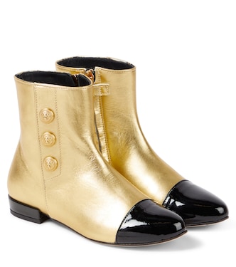 Ankle Boots aus Metallic-Leder | Balmain Kids