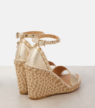 Espadrilles compensées Rockstud Double 105 en cuir | Valentino Garavani