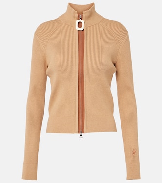 Ribbed-knit zip-up cotton cardigan | JW Anderson