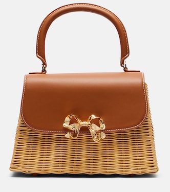 Bow Mini rattan tote bag | Self-Portrait