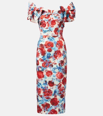 Abito midi Fleurette in taffetà floreale | Rebecca Vallance