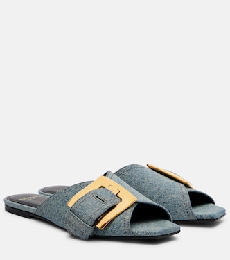 Anthem cotton denim flat sandals | Balmain