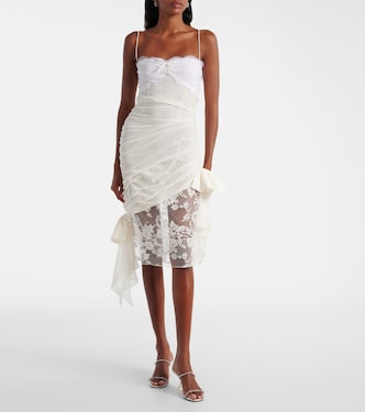 Lace-trimmed silk georgette midi dress | Alessandra Rich